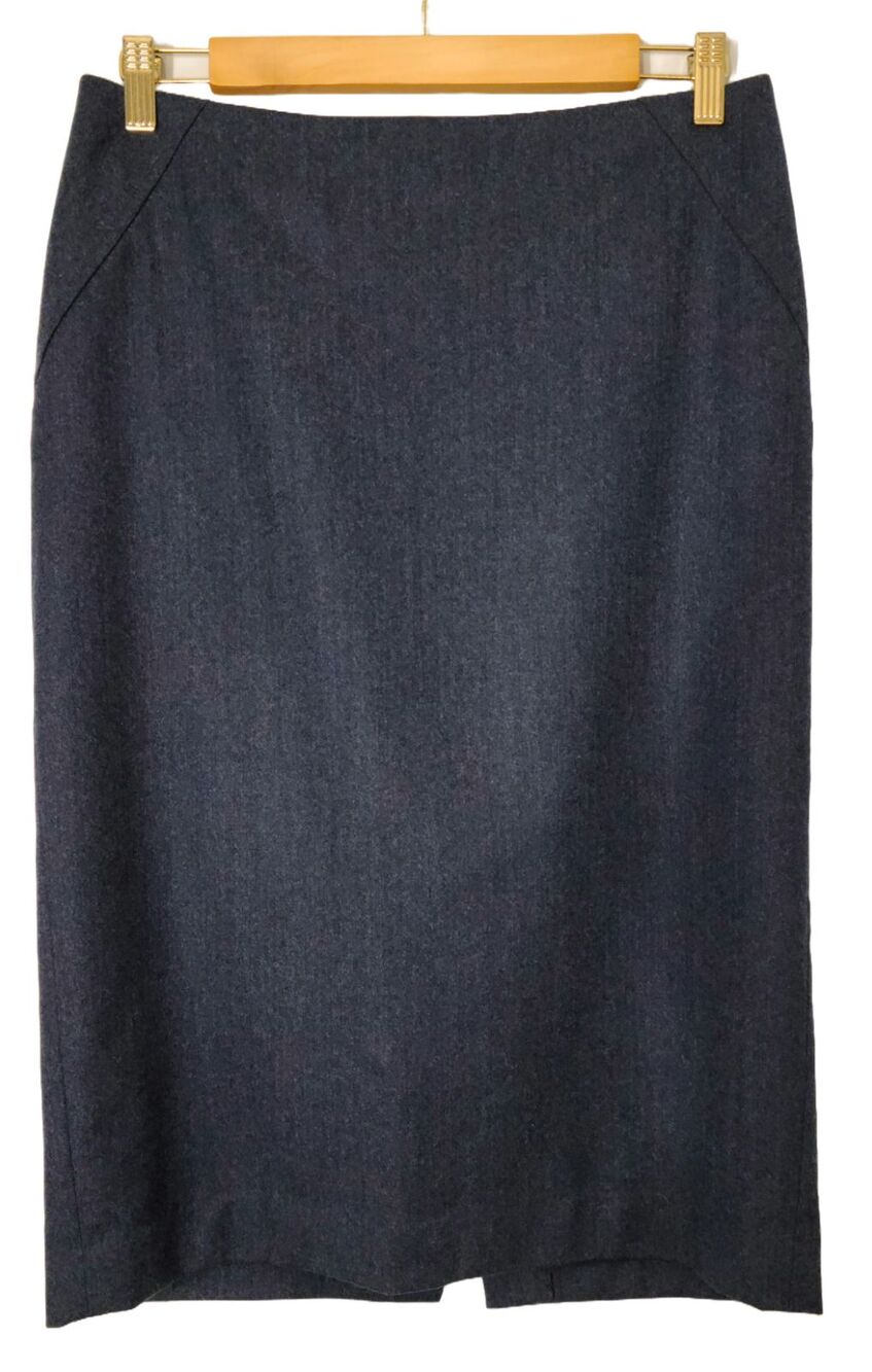 Talbots Women's Italian Flannel 99% Wool Straight Skirt Lined Blue Gray Size 6